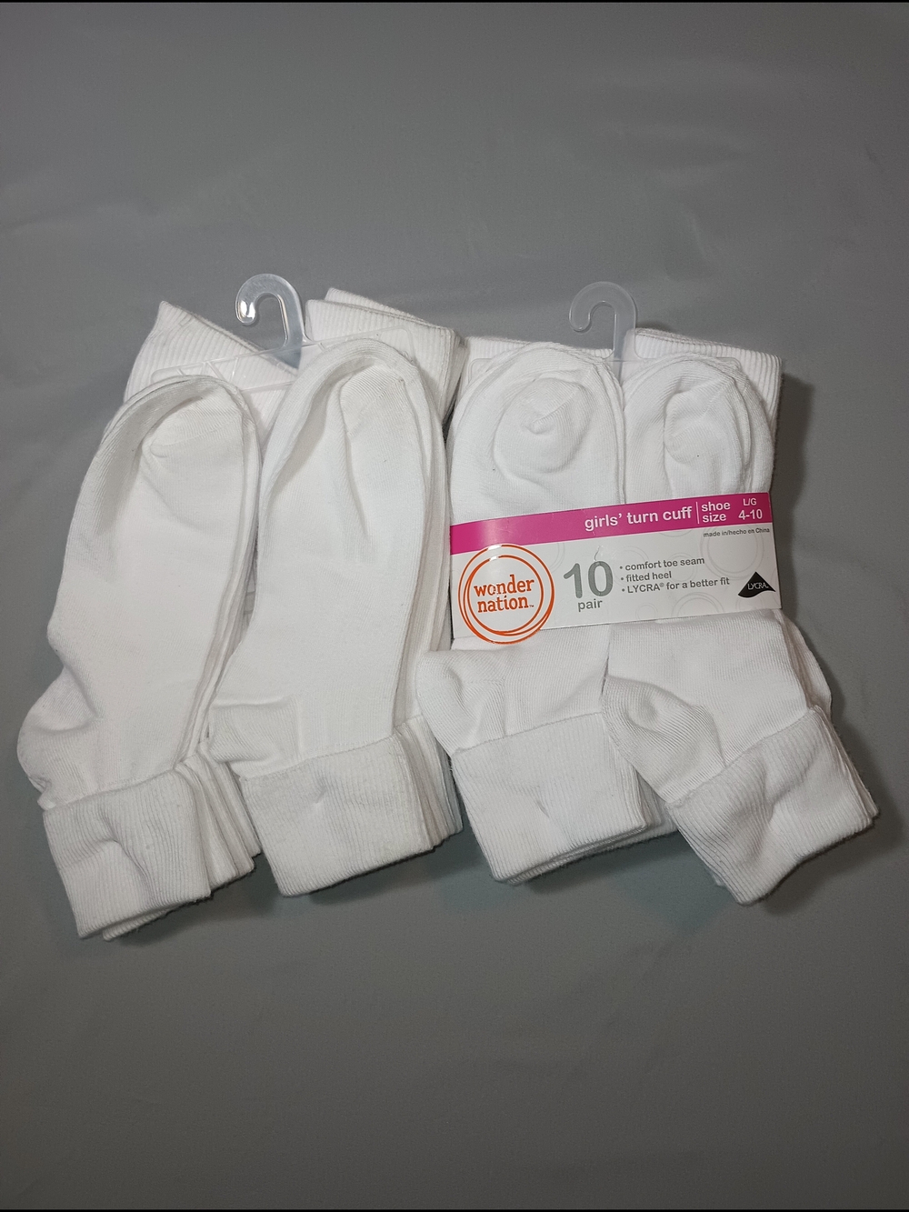 Wonder Nation Girls' Turn Cuff White Socks (2)